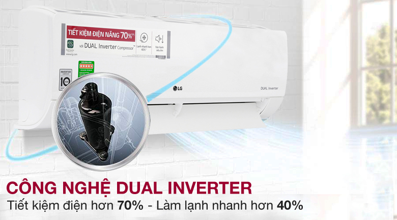 Điều Hòa LG 1 Chiều 9000BTU Inverter V10ENW với công nghệ Dual Inverter