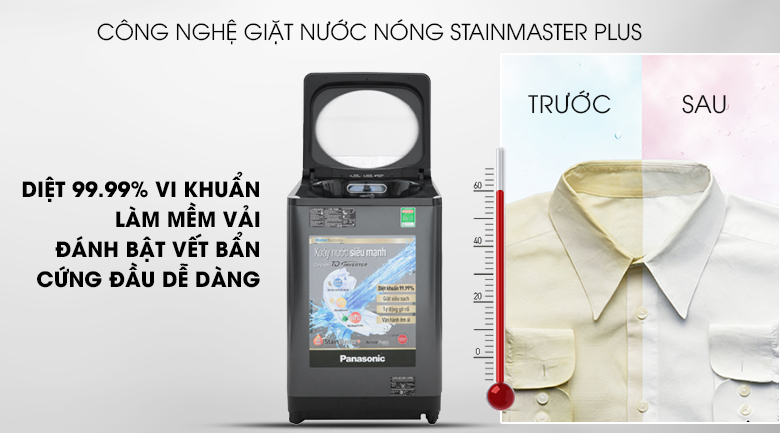 NA-FD10VR1BV với công nghệ giặt nước nóng Stainmaster plus