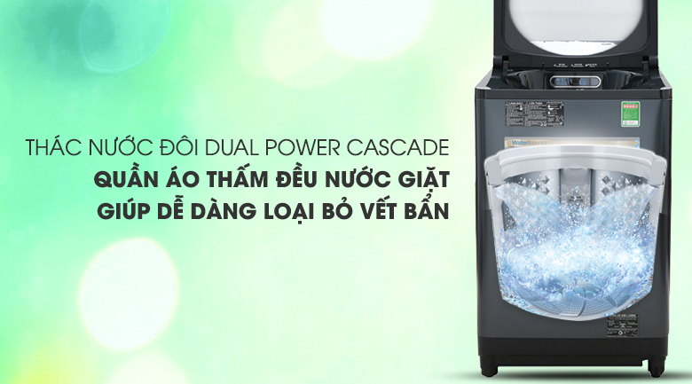Thác nước đôi Dual Power Casdade trên máy giặt NA-FD12VR1BV