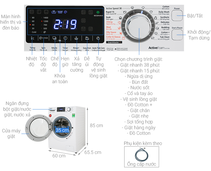 Chi tiết Máy giặt Panasonic 10 Kg Inverter NA-V10FG1WVT
