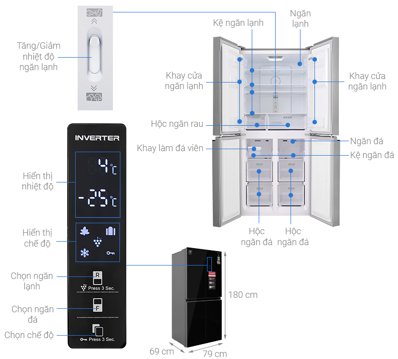 Tủ lạnh Sharp SJ-FXP600VG-BK Inverter 525 lít