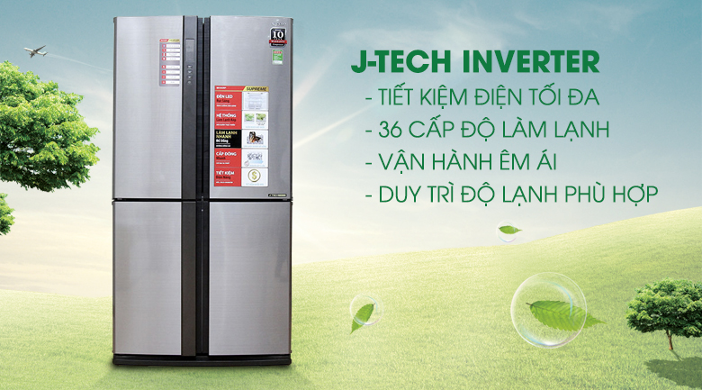 Tủ lạnh Sharp SJ-FX600V-SL 4 cánh cửa Inverter 590 lít