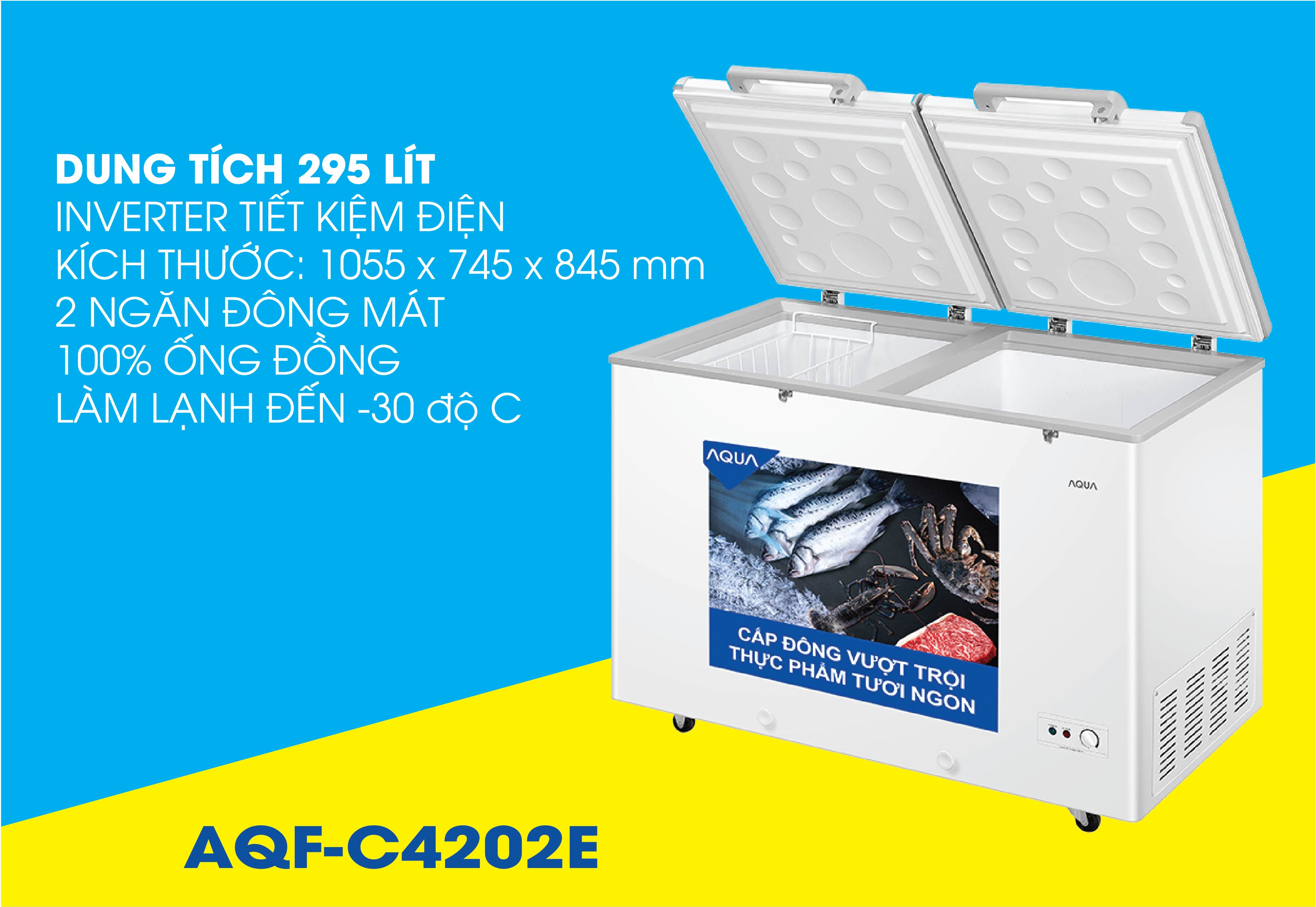 Tủ đông Aqua Inverter 295 lít AQF-C4202E