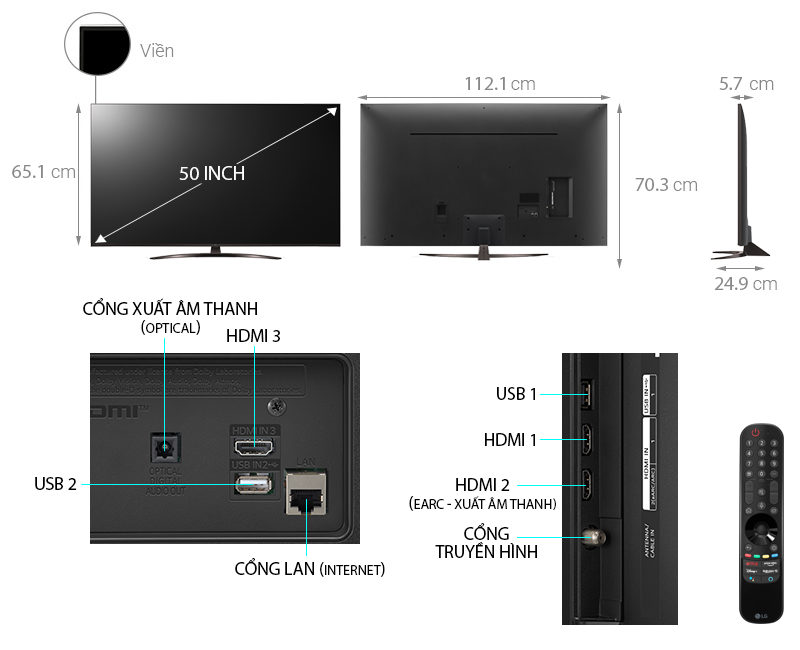 Smart Tivi LG 4K 50 inch 50UP8100PTB ThinQ AI