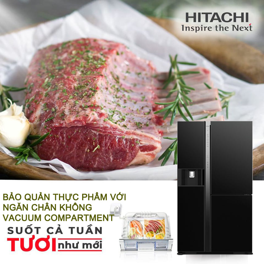 Tủ lạnh Hitachi R-MX800GVGV0 GBK 569 lít 3 cánh Inverter