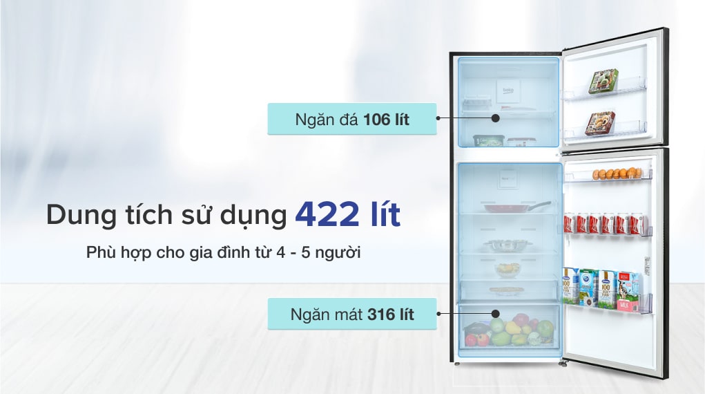Tủ lạnh Beko Inverter 422 lít RDNT470I50VGB
